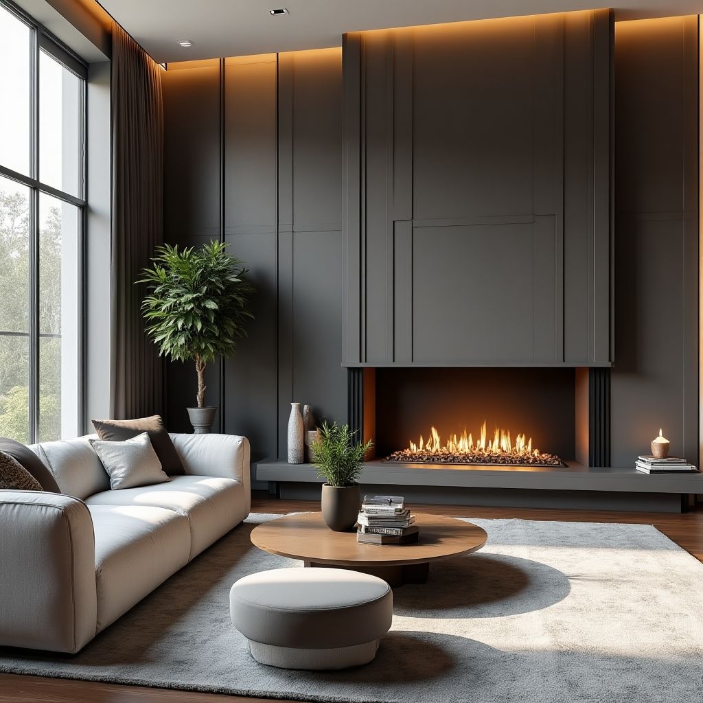 Luksusowy salon z kominkiem